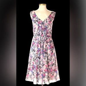 ☘️Like New Monsoon V-Neck Floral Print Sleeveless Midi Dress Sz 4